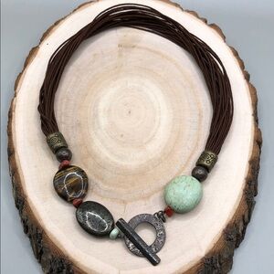 Silpada N1891 Sterling Silver 925 Toggle Multi Strand Cord Gemstone Necklace